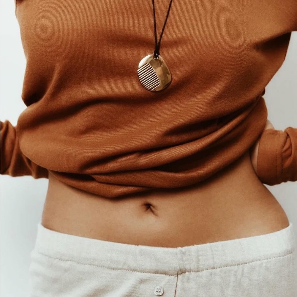 Stainless Steel Statement comb pendant Necklace Silver Color